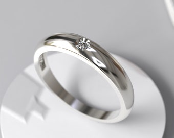 Minimalist Dome Ring, White Gold Ring, Chunky Ring, Statement Ring, Signet Ring, Dainty Ring, Minimalist Ring, Stackable Ring, Gift for Her