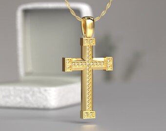 14k Gold Kreuz Halskette, Kreuz Halskette, christliche Geschenke, Minimalist Halskette, Taufe Halskette, Weihnachtsgeschenk, Hallowen Geschenk, Frauen Geschenk