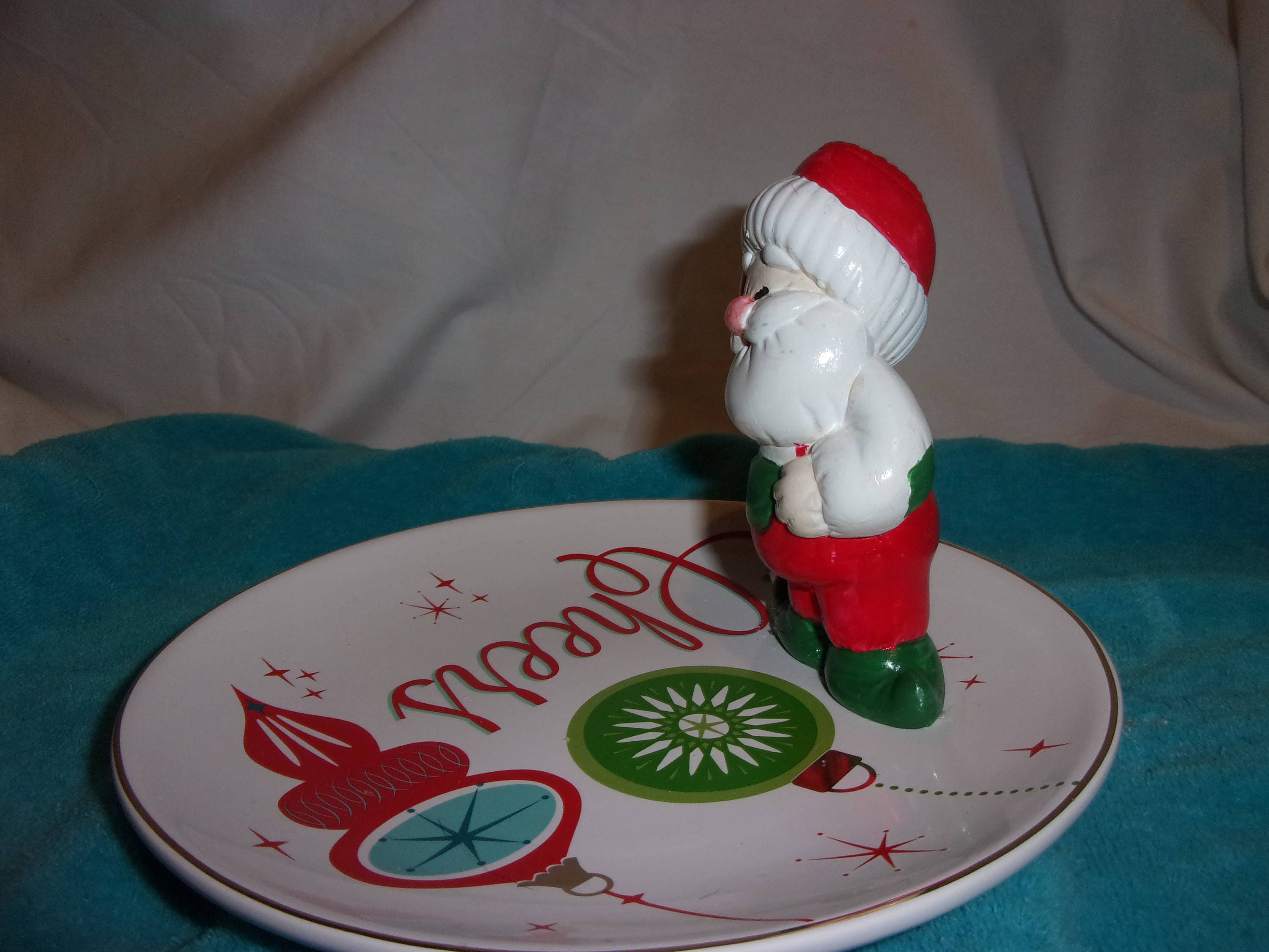Santa Cookie Plate, cookies for santa, handpainted santa on cookie