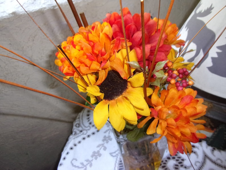 Flowers in a Vase Fake Flowers Faux Flowers Glass Vase With Etsy