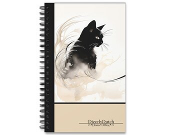 Spiraalvormig notitieboekje: zwarte kat, minimalistisch