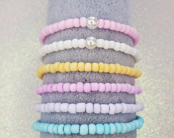 NEW!!! Spring Macaron Matte Seed Bead Bracelets, Personalized Beaded Bracelets, Mom Gift, Daughter Gift, Easter Bracelets (C)