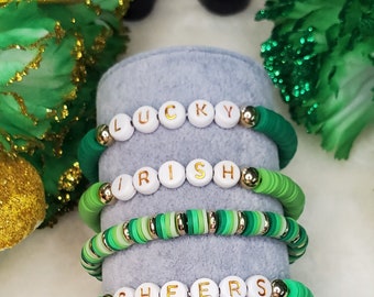 Saint Patrick's Bracelet, St. Patty Day gift, Heishi Beaded Bracelet, Stacking Bracelet, Mom Gift, Daughter Gift Stacking Heishi Bracelet(K)