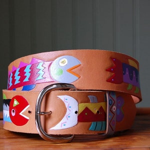 Wild Fish leather handpainted Belt