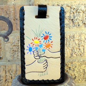 Luggage Tag with Picasso&#39;s &quot;Hands with Bouquet.&quot;