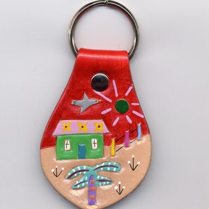 It Takes a Village leather key fob