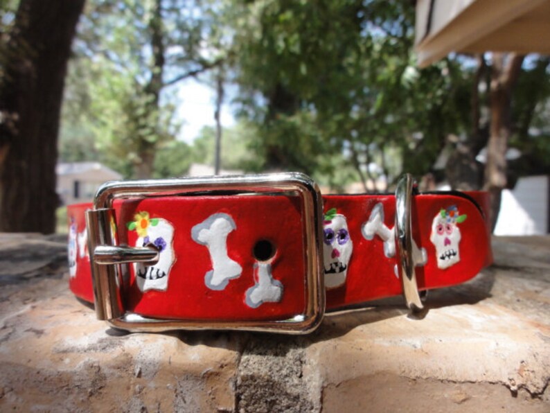 Dog Collar With Day of the Dead Design Etsy