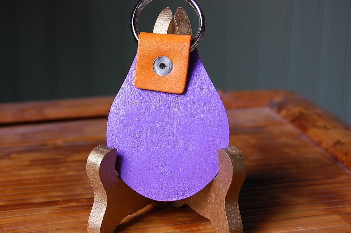 Polka Dotted Cat Leather Key Fob