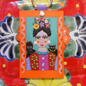 Key Fob with Mexican artist, Monkey, and Cat