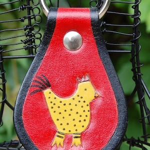 Spring Chicken leather Key Fob