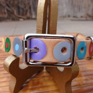 Colorful Circles leather Dog Collar