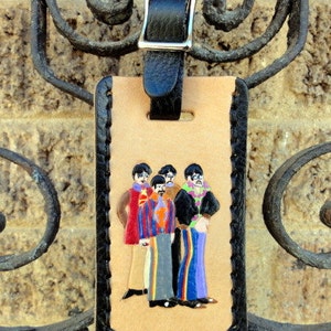 Leather Luggage Tag with Fab Four