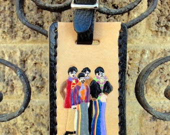 Leather Luggage Tag with Fab Four