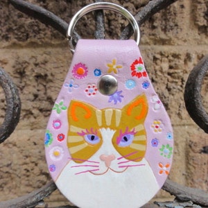 Key Fob with Tabby Cat