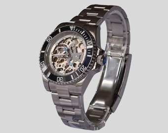 Skelethorloge, Seiko NH70A automatisch, roestvrijstalen mod-horloge