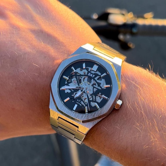 Skeleton Watch for Men, Automatic Mechanical Watch, Silver Luxury Watch, Unique Skeleton Watch for Men, Automatic Mechanical Watch, Silver  main image 2