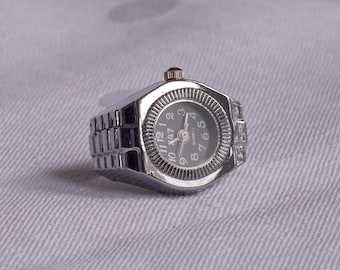 Mini Watch Ring, Adjustable Vintage Clock Ring, Gift for Her