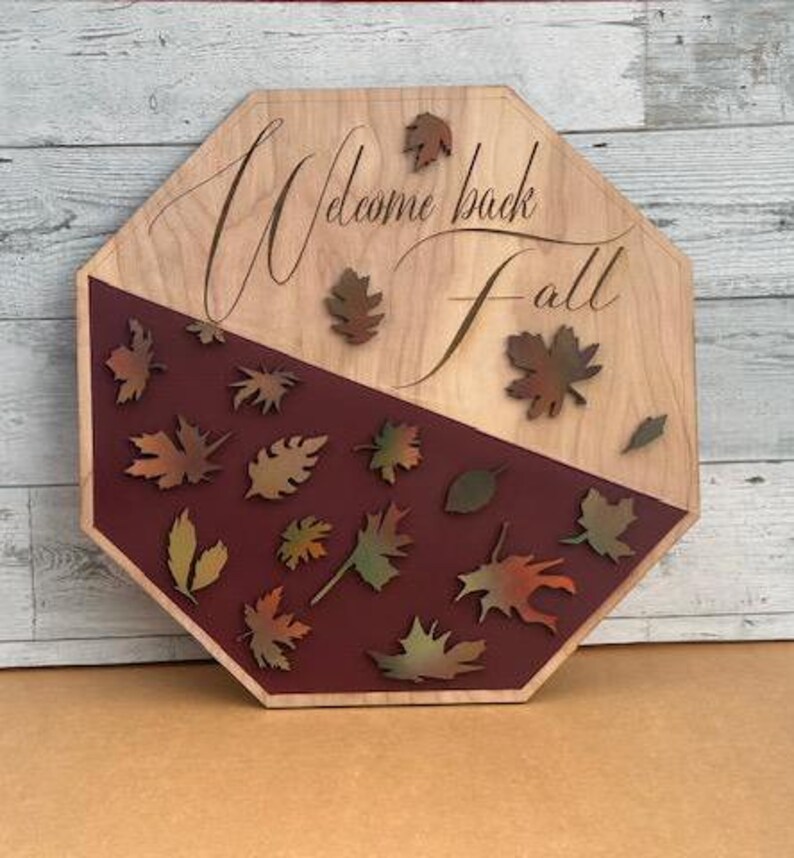 Octagonal Welcomesign Welcome Back Fall Sign, Autumn Decor, Hexagon Wood Sign, Hexagon Fall ...