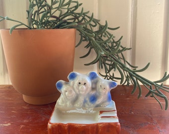 Vintage Antique Koala Bear Trio Japan Mini Ashtray