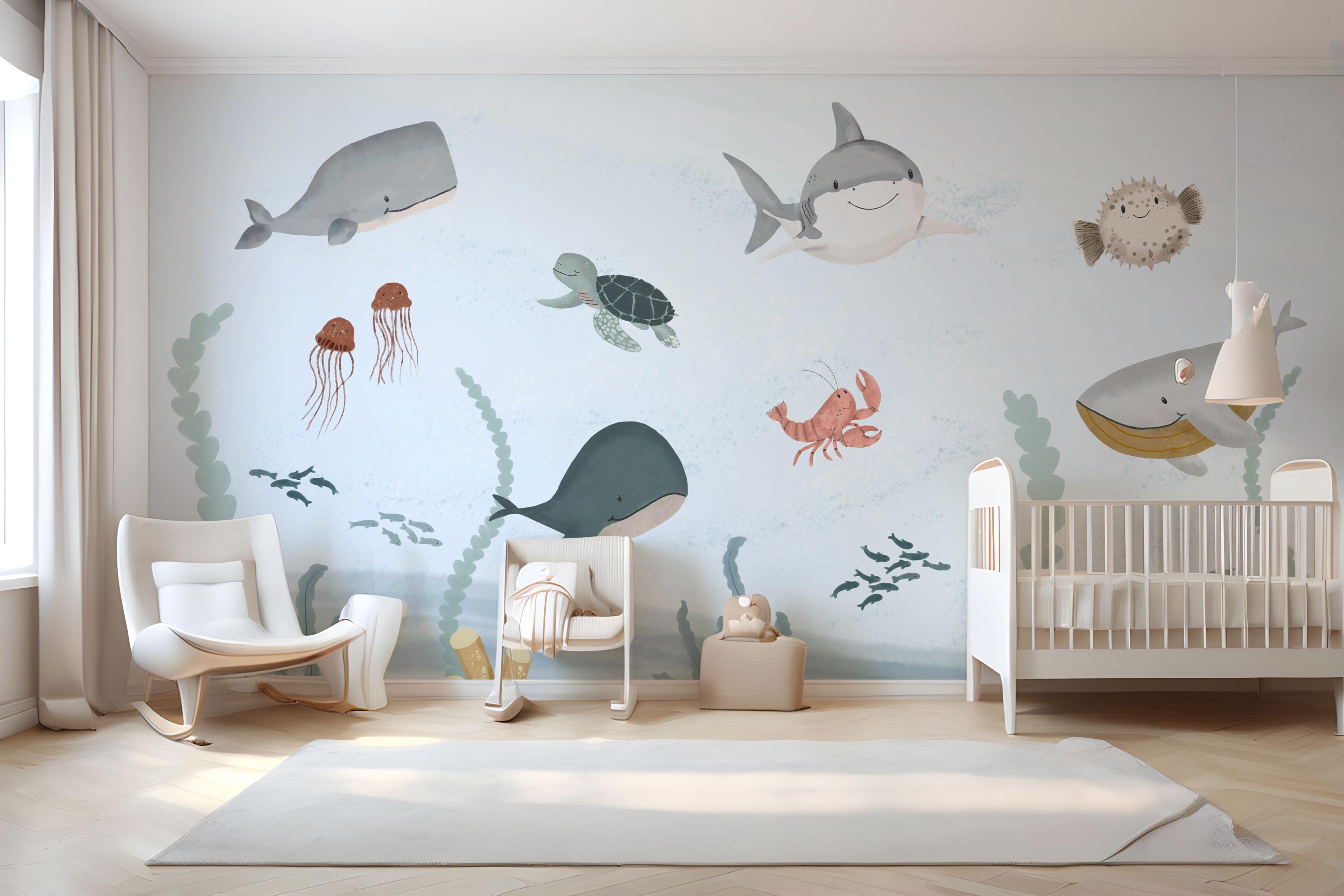 Fish Wallpaper Kids Room Wallpaper animals Wallpaper Sea Wall Mural