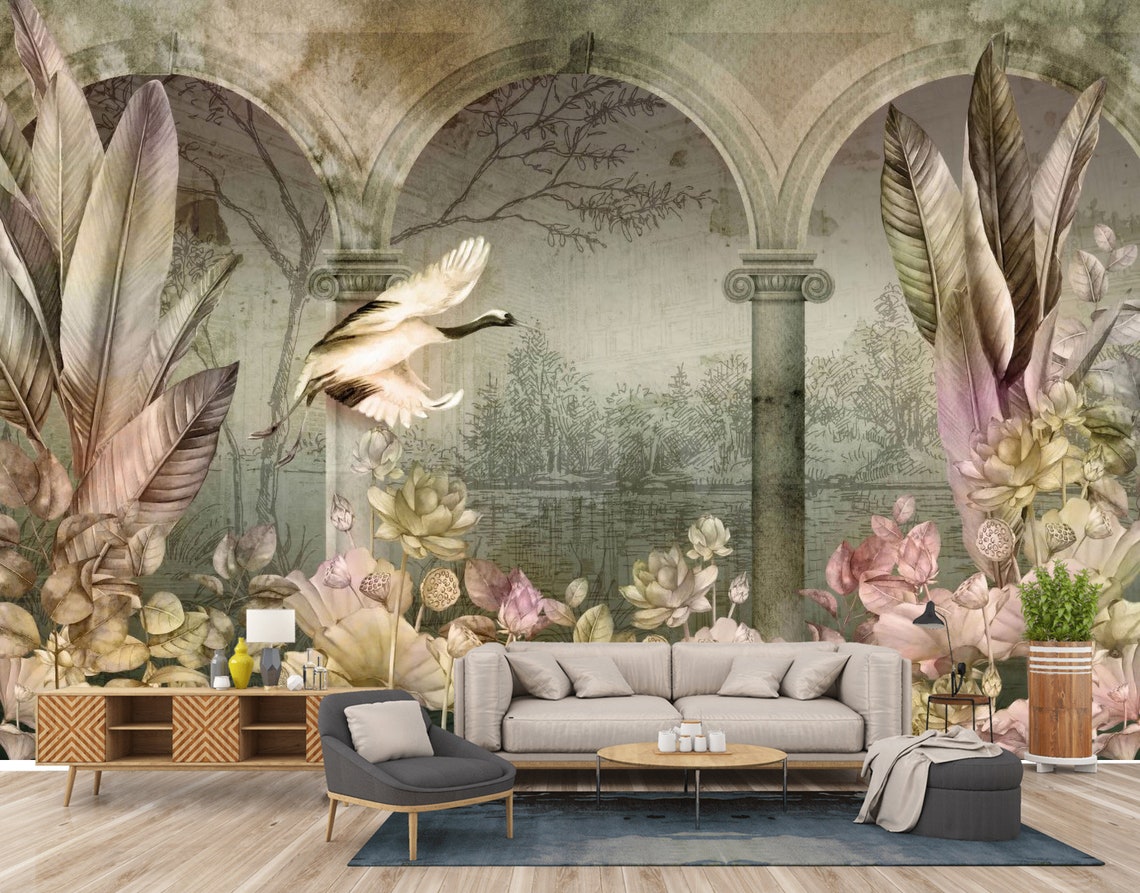 18th Century Sutures Wallpaper Flowers and