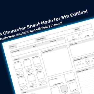 DnD 5e Character Sheet: Printable & Fillable PDF Compatible with Dungeons and Dragons 5th Edition - BlueKnightWares