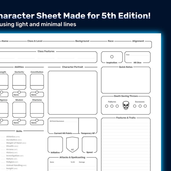 Dnd 5e Character Sheet Fillable Etsy