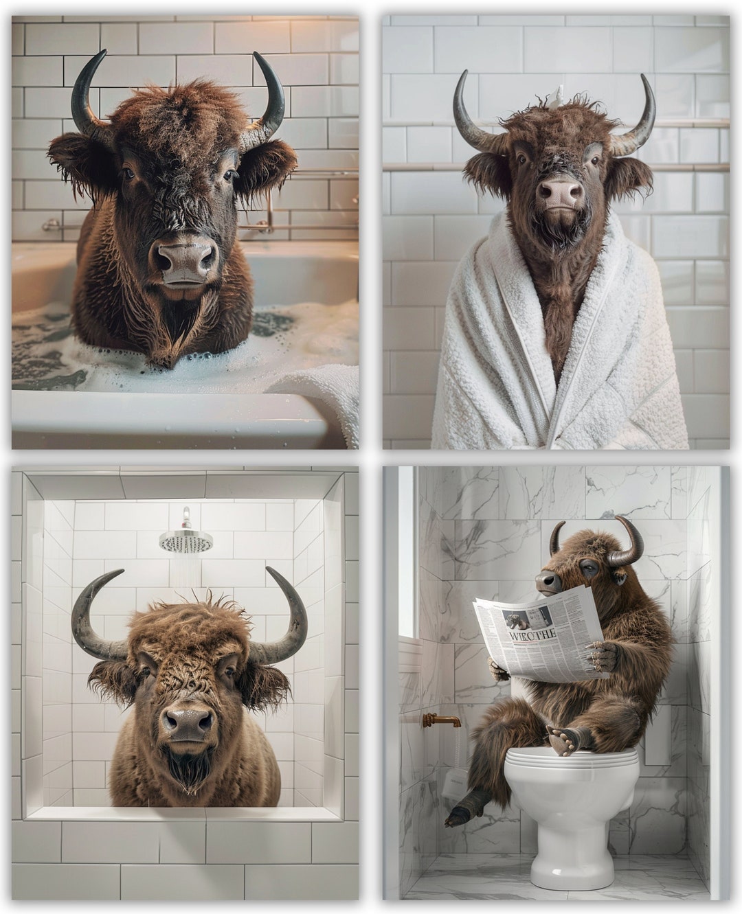 Highland Cow Bathroom Art | Bathroom Decor | Instant Download ...
