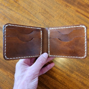 Men's Full-Grain Leather Wallet in Brown, Vegetable Tanned Leather, Hand-Stitched Bi-Fold Wallet, Wallets For Men, Perfect Gift For Him
