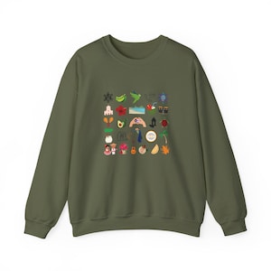 Lieferzeit 2-4 Werktage in der Serie Puero Rico Kultur Unisex Sweatshirt mit Rundhalsausschnitt Schwere Mischung mit Boricua Symbolen Military Green
