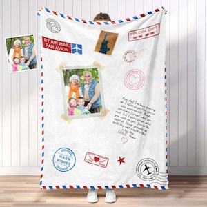 Manta con foto personalizada para enviar a familiares o amigos 1-9 fotos Mensaje personalizado