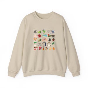 Lieferzeit 2-4 Werktage in der Serie Puero Rico Kultur Unisex Sweatshirt mit Rundhalsausschnitt Schwere Mischung mit Boricua Symbolen Sand