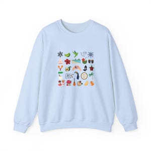 Lieferzeit 2-4 Werktage in der Serie Puero Rico Kultur Unisex Sweatshirt mit Rundhalsausschnitt Schwere Mischung mit Boricua Symbolen Light Blue