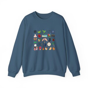 Lieferzeit 2-4 Werktage in der Serie Puero Rico Kultur Unisex Sweatshirt mit Rundhalsausschnitt Schwere Mischung mit Boricua Symbolen Indigo Blue