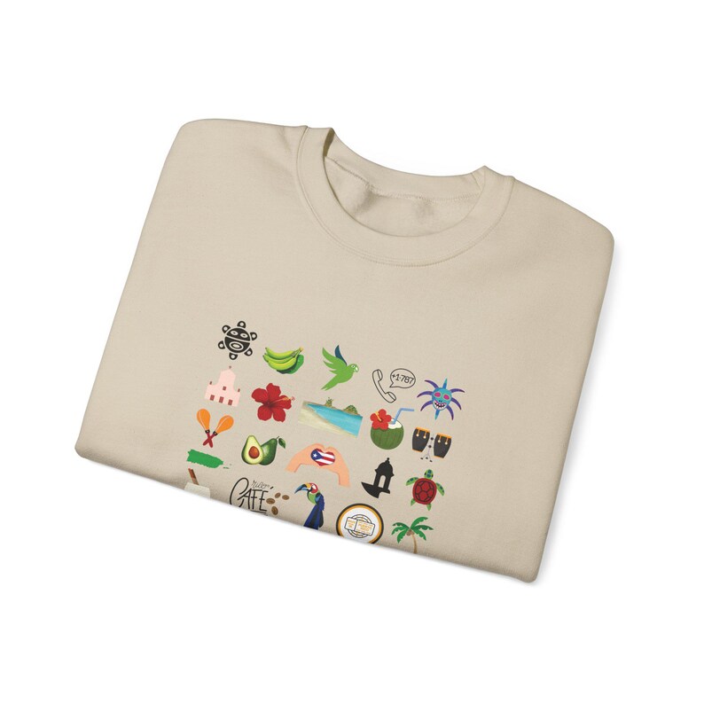 Lieferzeit 2-4 Werktage in der Serie Puero Rico Kultur Unisex Sweatshirt mit Rundhalsausschnitt Schwere Mischung mit Boricua Symbolen Bild 2