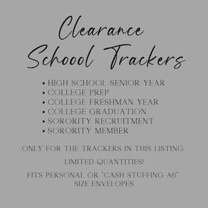 CLEARANCE School Related Savings Tracker | A6 Laminated Cash Tracker | Laminated Cardstock or Vellum | Cash Stuffing