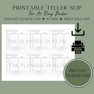Printable Bank Teller Beleg | Cash-Füllung | Cash Umschläge | Haushaltsmappe | Digitaler Download