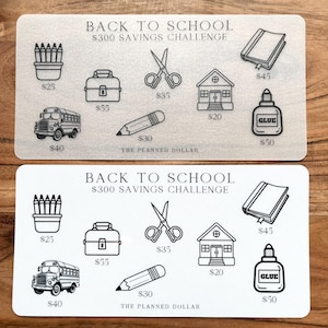 300 Back to School Savings Challenge Tracker | A6 Laminated Cash Tracker | Laminated Cardstock or Vellum | 300 | Cash Stuffing