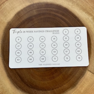 26 Week Savings Challenge Tracker | A6 Laminated Cash Tracker | Triple 26 Week | Cash Stuffing