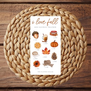 Fall Savings Challenge | I Love Fall | A6 Personal Envelope Size | Cash Stuffing | Autumn, Pumpkin, Leaves, Coffee