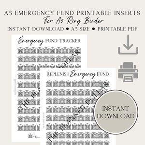 Printable A5 Planner Insert | Emergency Fund Savings Trackers (2) | A5 | Digital Download | A5 Planner | A5 Ring Binder
