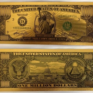 Golden One Million Dollar Bill