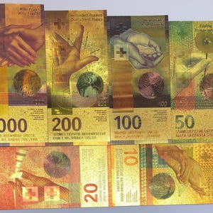 Gold Swiss Franc Banknote Set – Luxury Gold Foil Currency | Unique Wealth Gift | Collectible Money Art | Notes