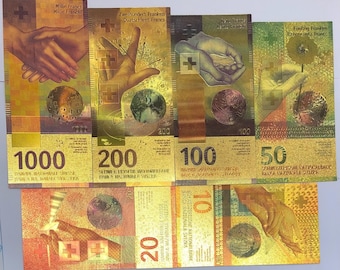Gold Swiss Franc Banknote Set – Luxury Gold Foil Currency | Unique Wealth Gift | Collectible Money Art | Notes