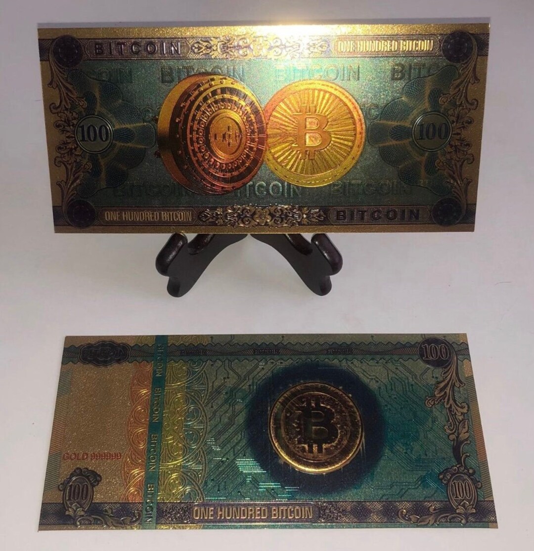 Golden 100 Bitcoin Bill | Christmas Gift - Etsy