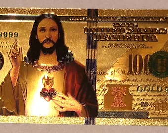 Golden Jesus Million Dollar Bill – Christian Gift | Religious Money Art | Faith Decor | Spiritual Wealth Gift | Collectible Gold Note