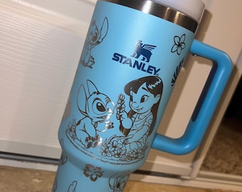 40oz Blue Alien Laser Engraved Tumbler