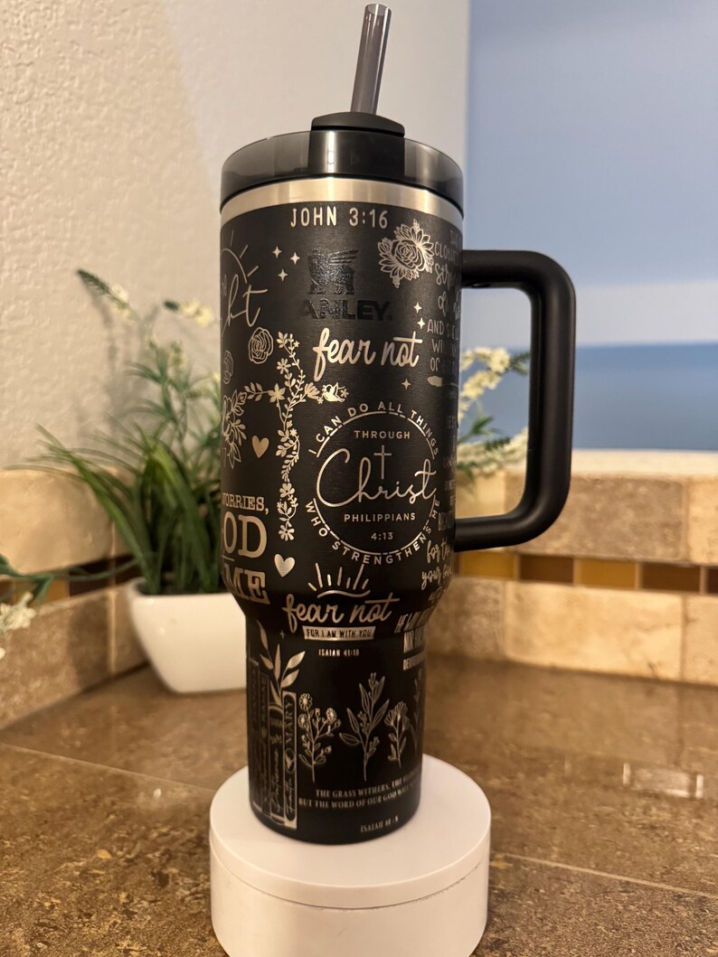 40oz, Laser Engraved Tumbler Jesus Christian image 2