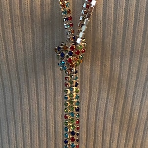 Long Length Colorful Rhinestones With Silver Two Strands “CRYSTAL RHINESTONES”