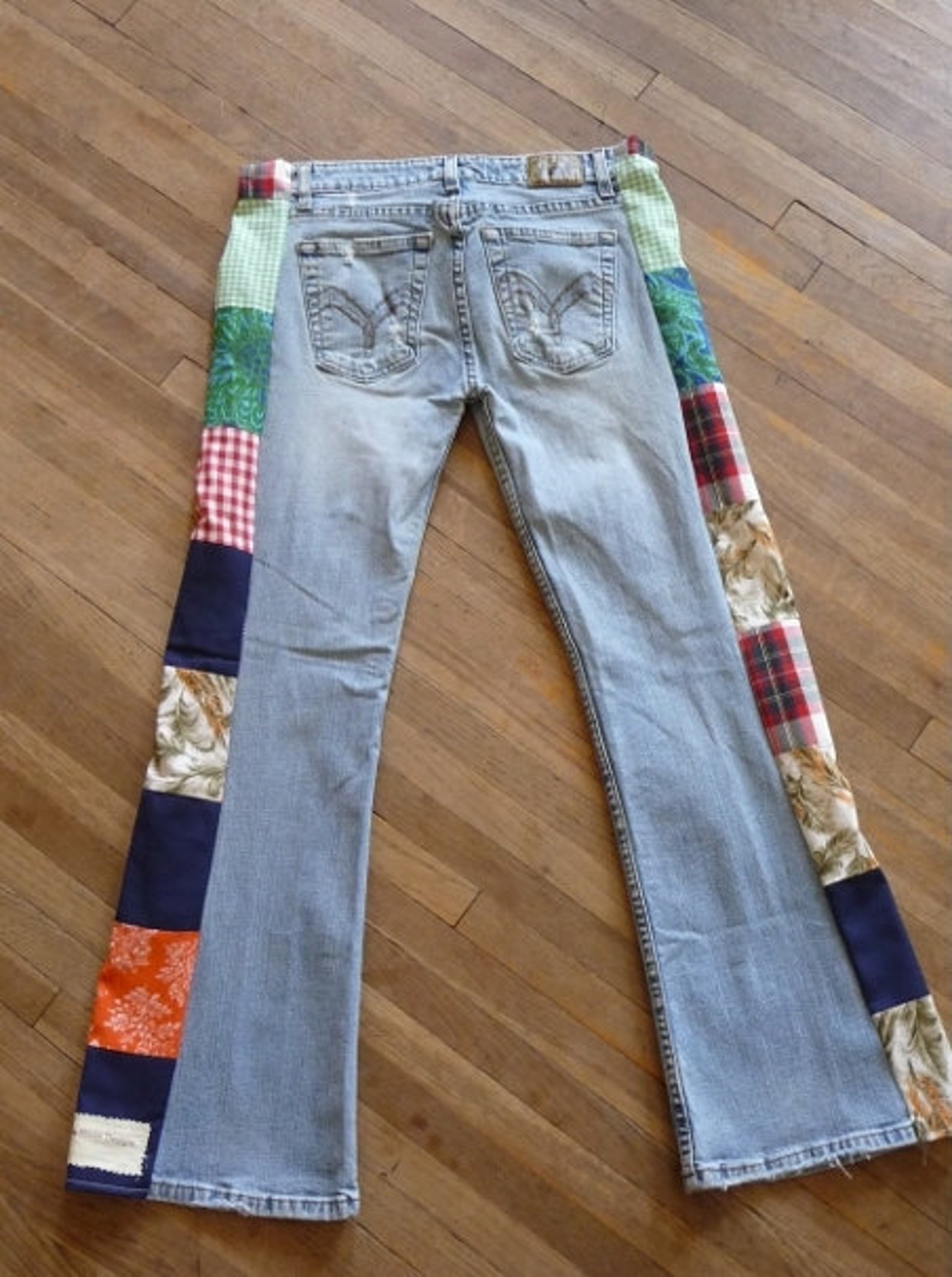 Pants Patchwork Jeans Vintage Patchwork Handmade Pants Etsy